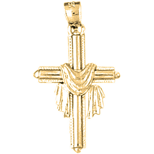 14K or 18K Gold Robed Cross Pendant