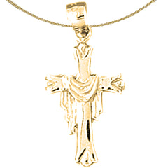 14K or 18K Gold Robed Cross Pendant
