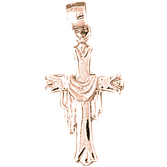 14K or 18K Gold Robed Cross Pendant