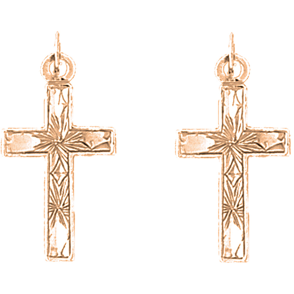 14K or 18K Gold 25mm Latin Cross Earrings