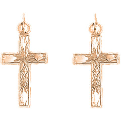 14K or 18K Gold 25mm Latin Cross Earrings