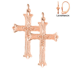14K or 18K Gold Budded Cross Earrings