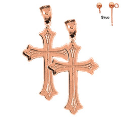 14K or 18K Gold Budded Cross Earrings