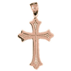 14K or 18K Gold Budded Cross Pendant