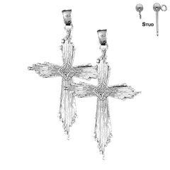 59 mm große Kreuzohrringe aus Sterlingsilber (weiß- oder gelbvergoldet)