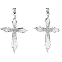Sterling Silver 59mm Other Cross Earrings