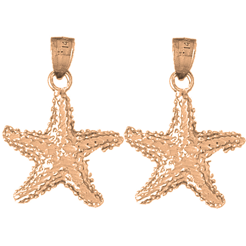 14K or 18K Gold 27mm Starfish Earrings