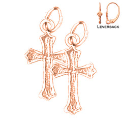 14K or 18K Gold Budded Cross Earrings