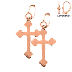14K or 18K Gold Budded Cross Earrings