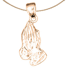 Colgante de manos orando en oro de 14 quilates o 18 quilates