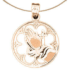 Colgante de manos orando en oro de 14 quilates o 18 quilates