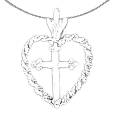 14K oder 18K Gold Kreuz im Herz Anhänger