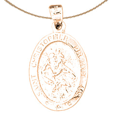 Colgante de moneda de San Cristóbal de oro de 14 quilates o 18 quilates