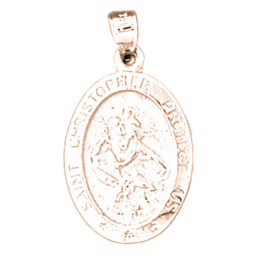 14K or 18K Gold Saint Christopher Coin Pendant