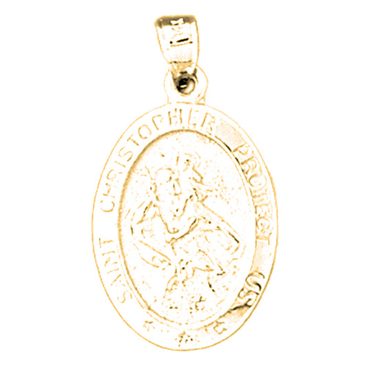 14K or 18K Gold Saint Christopher Coin Pendant