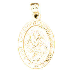 14K or 18K Gold Saint Christopher Coin Pendant