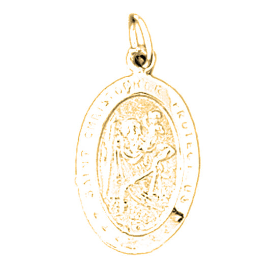 14K or 18K Gold Saint Christopher Coin Pendant