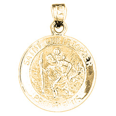 14K or 18K Gold Saint Christopher Coin Pendant