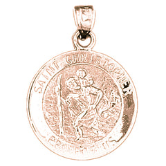 14K or 18K Gold Saint Christopher Coin Pendant