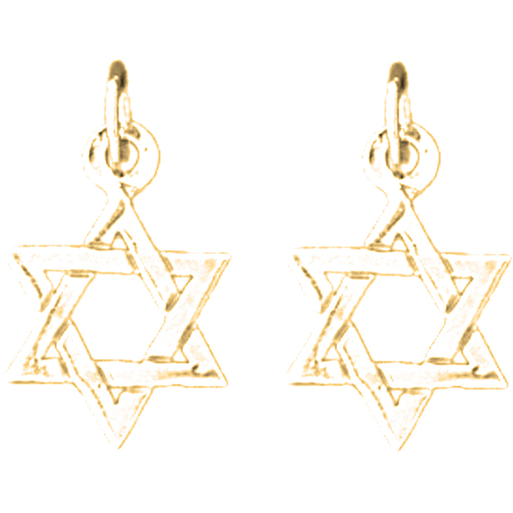 14K or 18K Gold 18mm Star of David Earrings