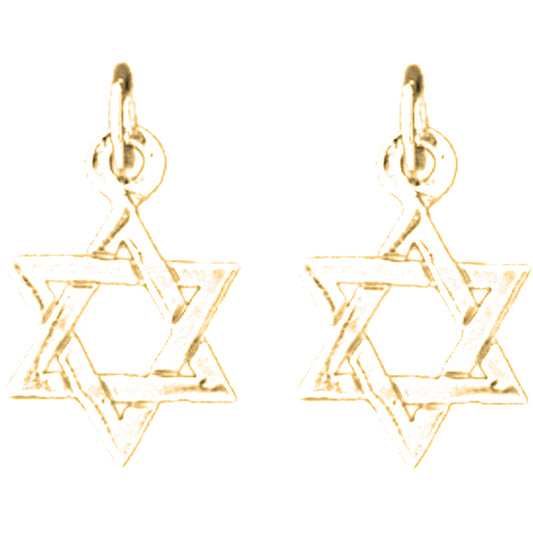 14K or 18K Gold 18mm Star of David Earrings