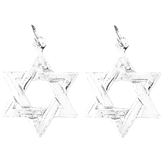 Sterling Silver 16mm Star of David Earrings