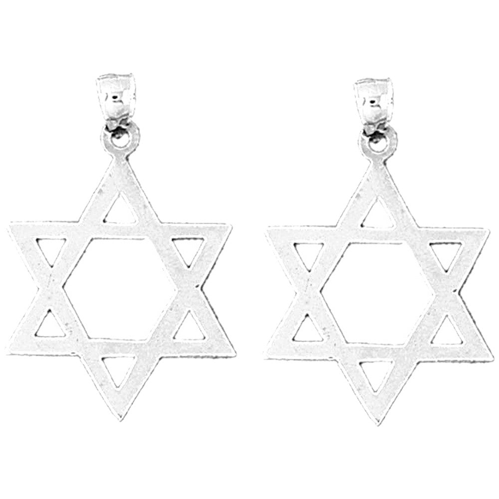 Sterling Silver 33mm Star of David Earrings