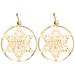 Yellow Gold-plated Silver 22mm Star of David Earrings