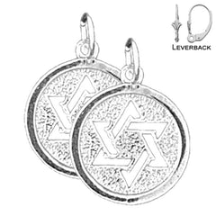 21 mm große Davidstern-Ohrringe aus Sterlingsilber (weiß- oder gelbvergoldet)