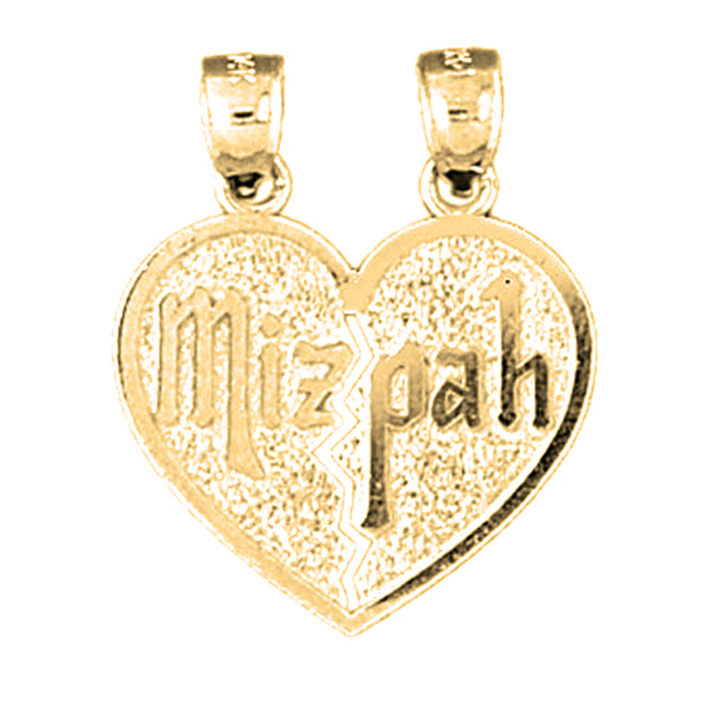14K or 18K Gold Mizpah Breakable Heart Pendant