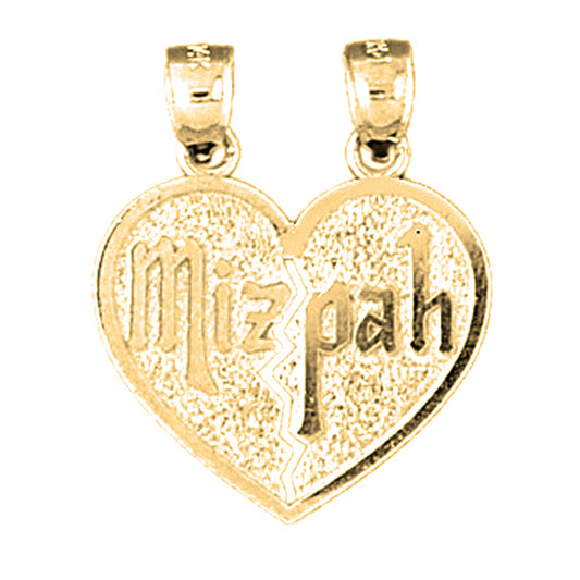 14K or 18K Gold Mizpah Breakable Heart Pendant