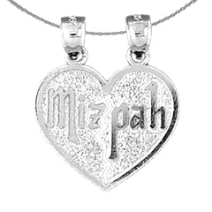 Colgante de corazón rompible Mizpah de oro de 14 quilates o 18 quilates