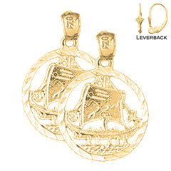14K or 18K Gold Sailboat Earrings