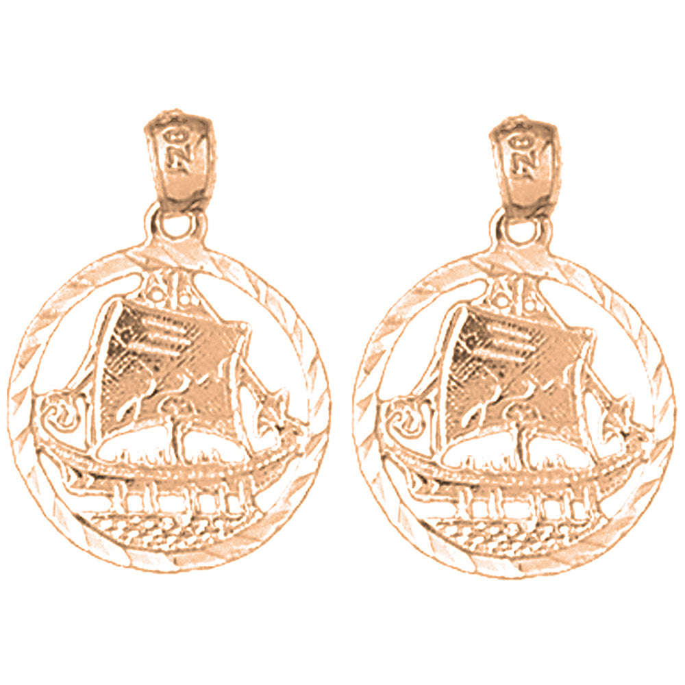 14K or 18K Gold 22mm Sailboat Earrings