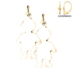 Sterling Silver 31mm Hand-cut Earrings (White or Yellow Gold Plated)