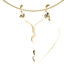 Colgante de corazón cortado a mano en oro de 14 quilates o 18 quilates