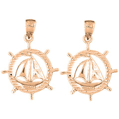 14K or 18K Gold 29mm Sailboat Earrings