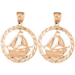 14K or 18K Gold 35mm Sailboat Earrings