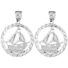 14K or 18K Gold 35mm Sailboat Earrings