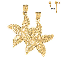 Sterling Silver 28mm Starfish Earrings (White or Yellow Gold Plated)