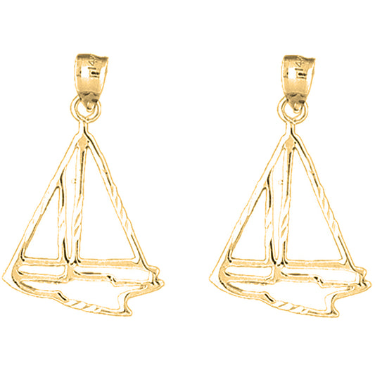 14K or 18K Gold 31mm Sailboat Earrings