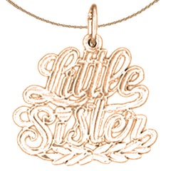 Colgante de hermana pequeña de oro de 14 quilates o 18 quilates