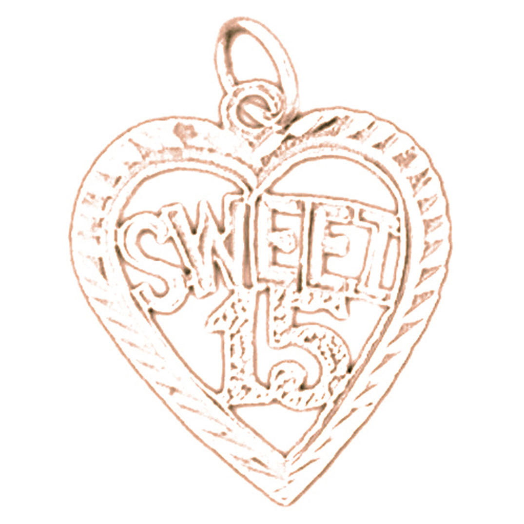 14K or 18K Gold Sweet 15 Pendant