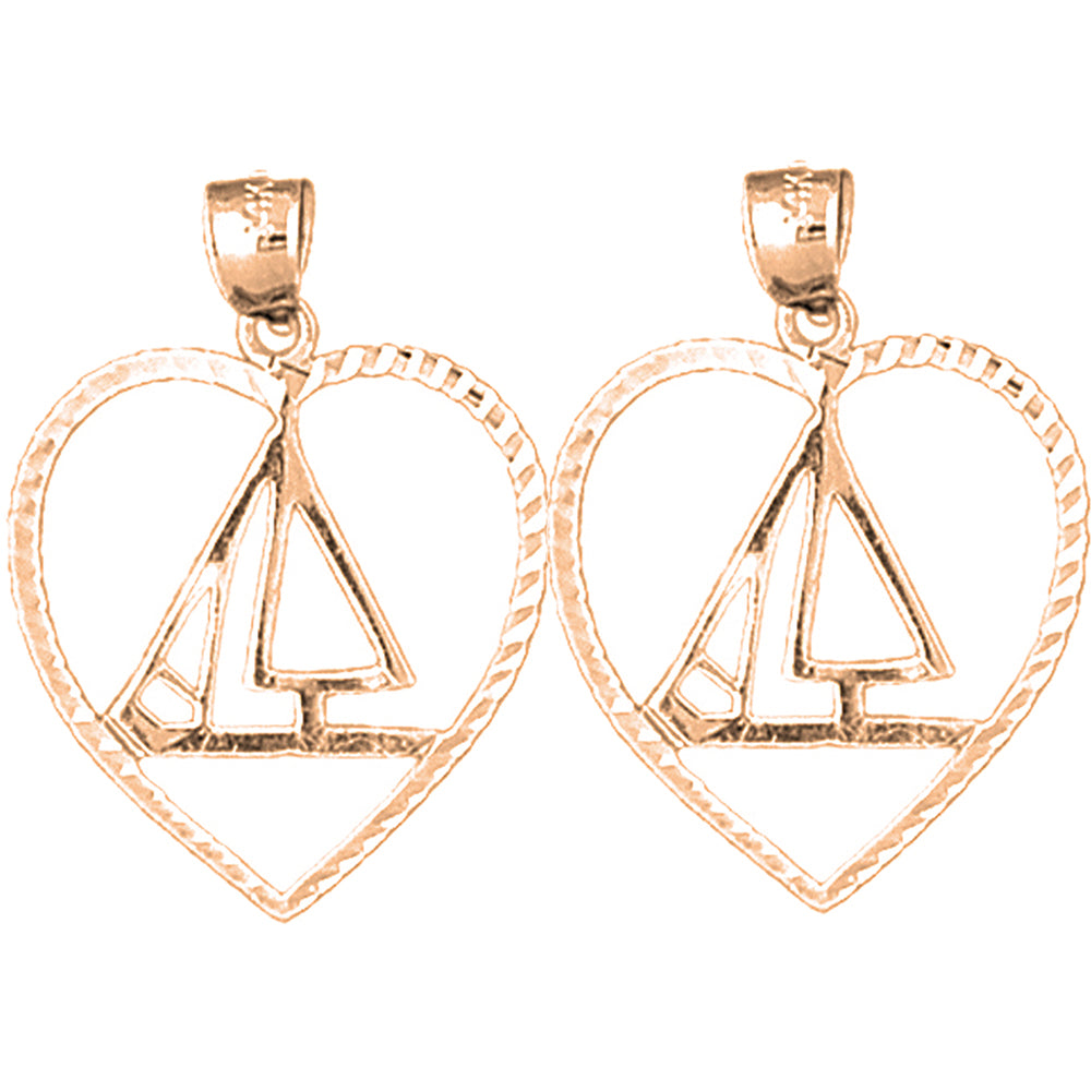 14K or 18K Gold 29mm Sailboat Earrings