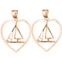 14K or 18K Gold 29mm Sailboat Earrings