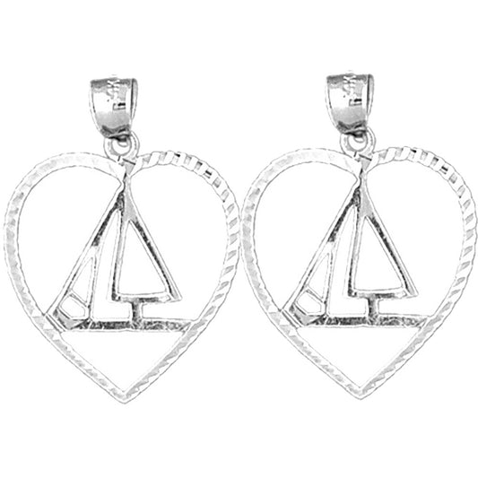 Sterling Silver 29mm Sailboat Earrings