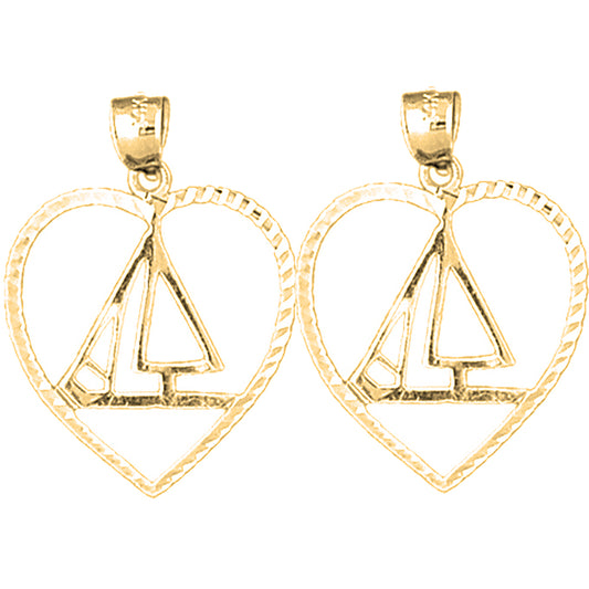 14K or 18K Gold 29mm Sailboat Earrings