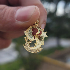 Zodíaco de Oro de 14K o 18K - Colgante Piscis