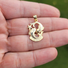 Zodíaco de Oro de 14K o 18K - Colgante Piscis