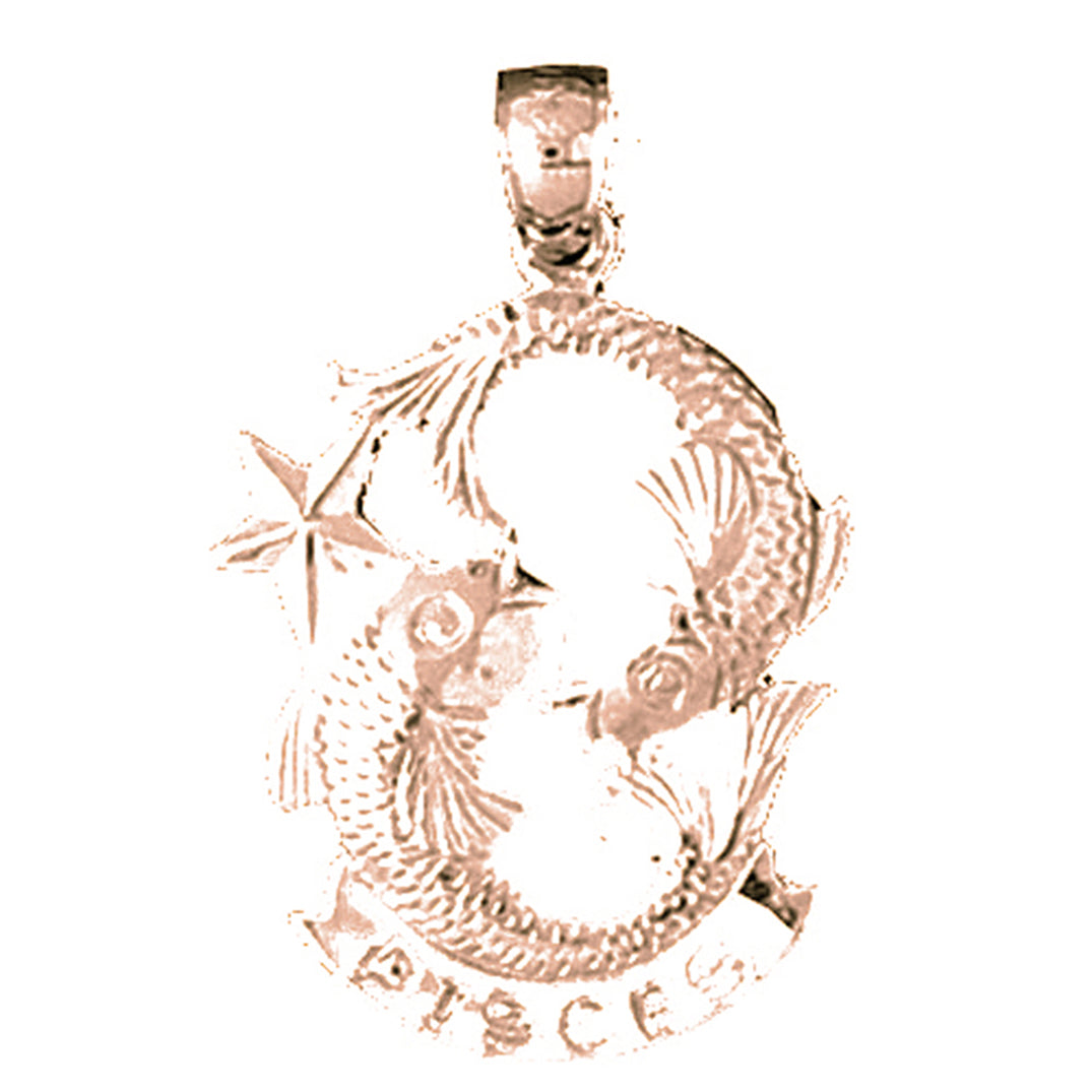 14K or 18K Gold Zodiac - Pisces Pendant